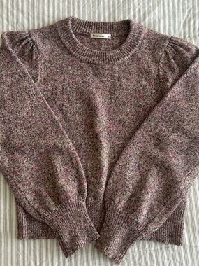 EUC Marine Layer Heathered Purple Puff-Sleeve Crewneck Sweater